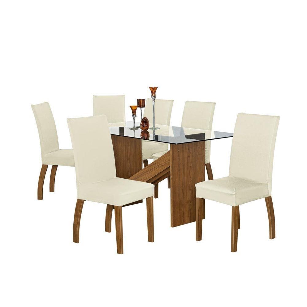 Kit Capa De Cadeira Jantar Liso Com Elástico 04 Peças Palha