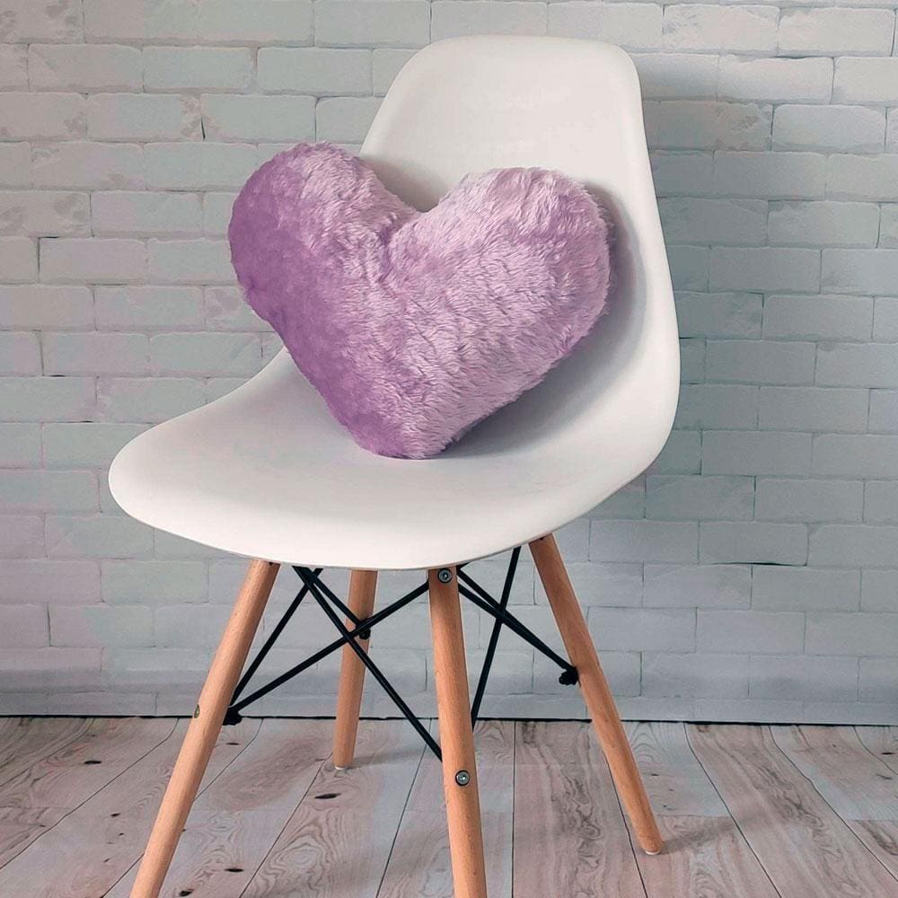 Almofada De Coração Pelúcia Pelo Curto Lilás Para Decoração