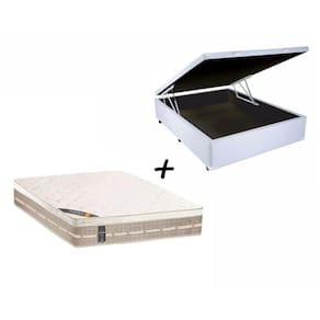 Colchão Castor Casal Molas Premium Tecnopedic + Box Baú Casal Sintético Branco138x188