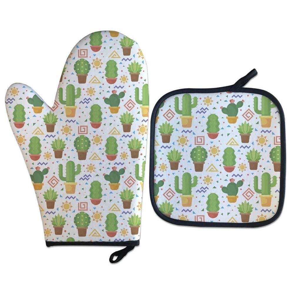 Kit Luva Térmica De Forno Cactos Cozinha Criativa