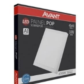 Painel De Led Sobrepor Quadrado 40X40Cm 30W Branca (6500K) Avant