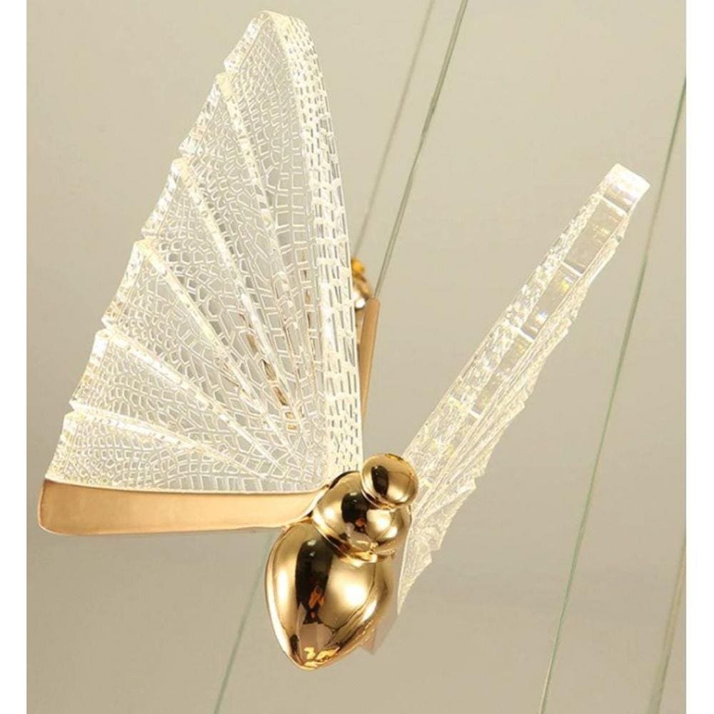 Pendente Borboleta Dourada 16cm LED 4W 3200K Bivolt