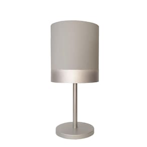 Abajur Quarto Alumínio Cor Prata Cúpula Cinza 20X43