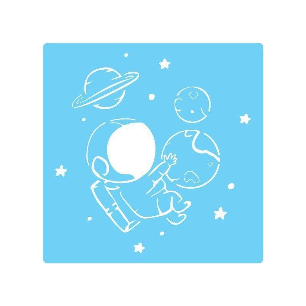 Stencil De Parede Tamako Astronauta - 55 X 55Cm - Ref 439