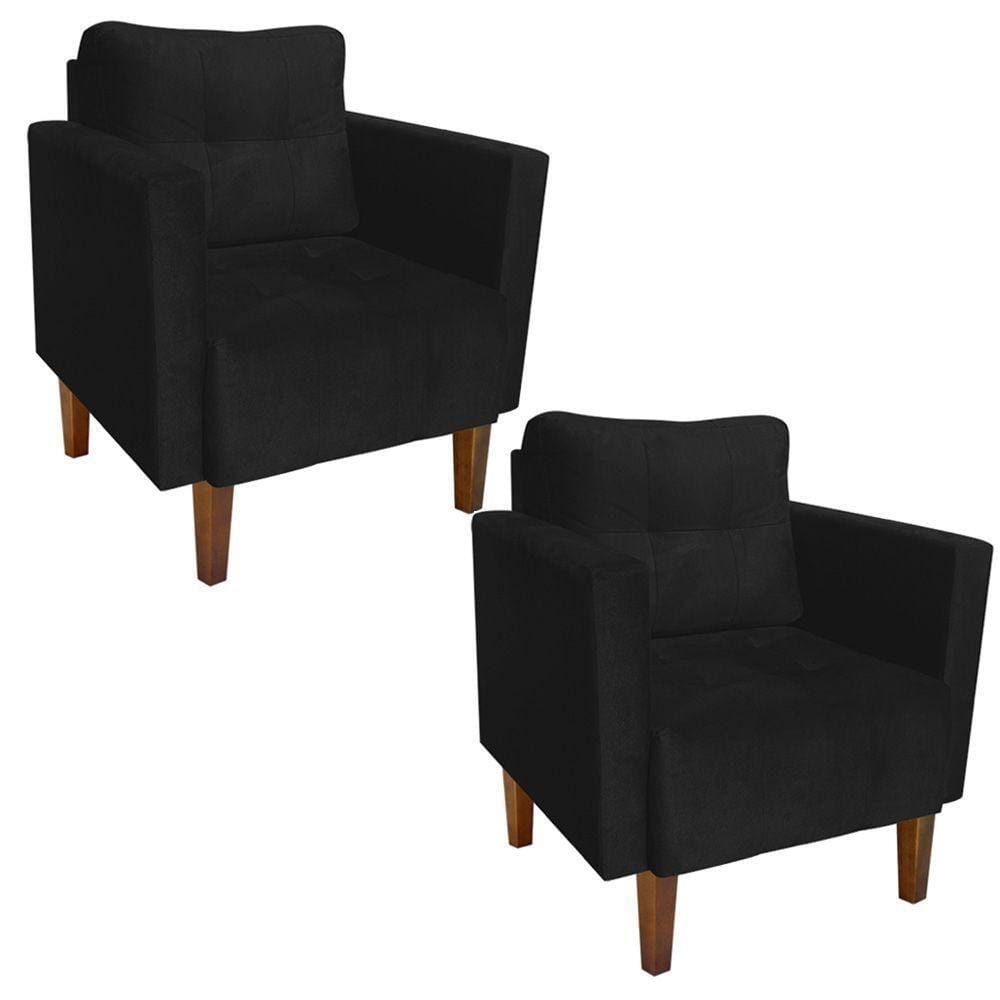 Kit 02 Poltronas Lívia Suede Preto