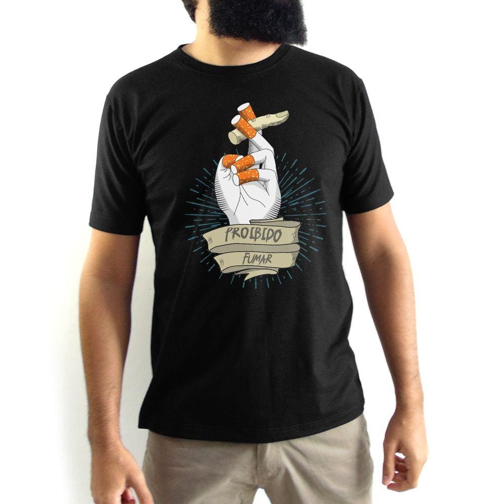 Camiseta Masculina Proibido Fumar  Preta