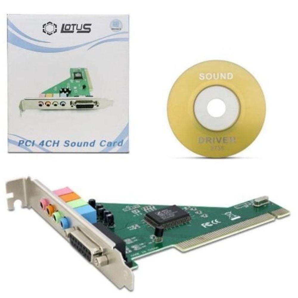 Placa De Som Pci Áudio 4 Canais Reposição Com Cd
