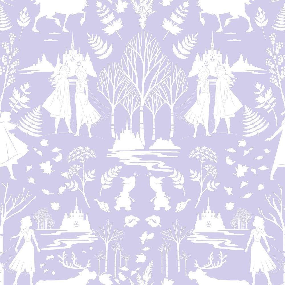 Papel de Parede Frozen com Fundo Lilás + Cola | 1013