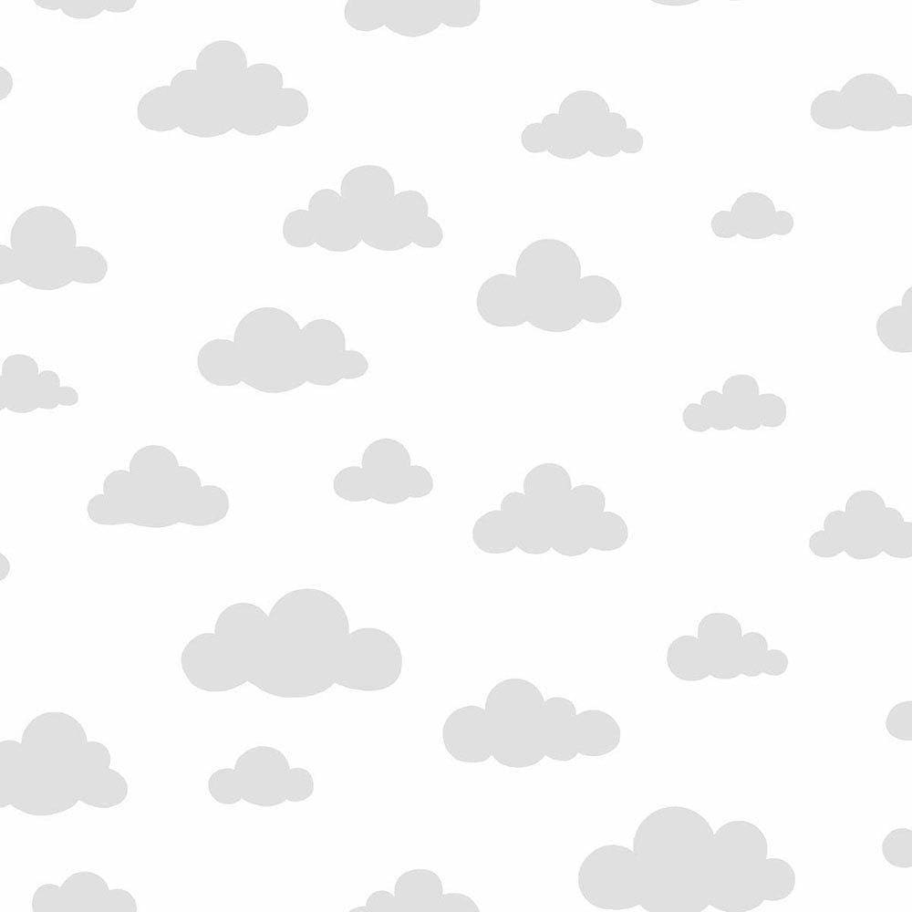 Papel de Parede Nuvem Cinza Claro + Cola | 0974