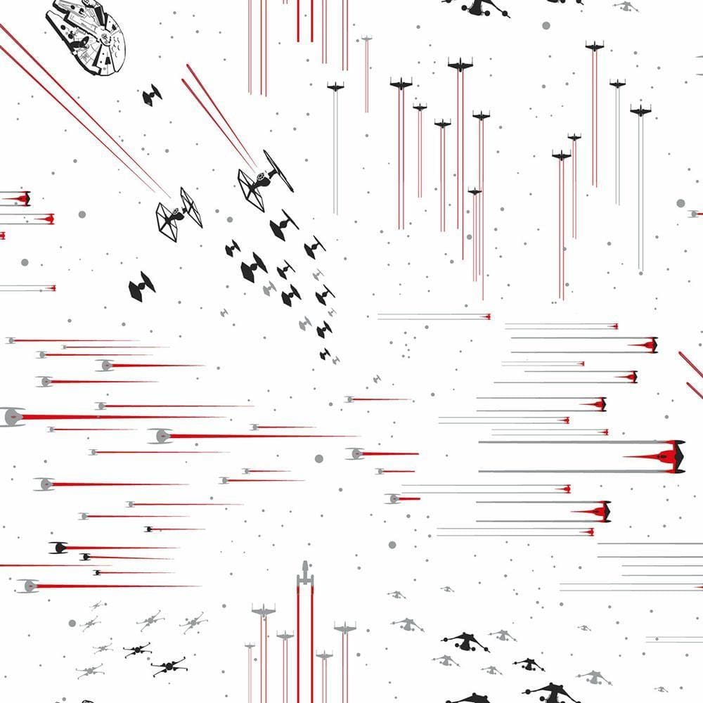 Papel de Parede Naves Espaciais Vermelho e Preto + Cola 0950
