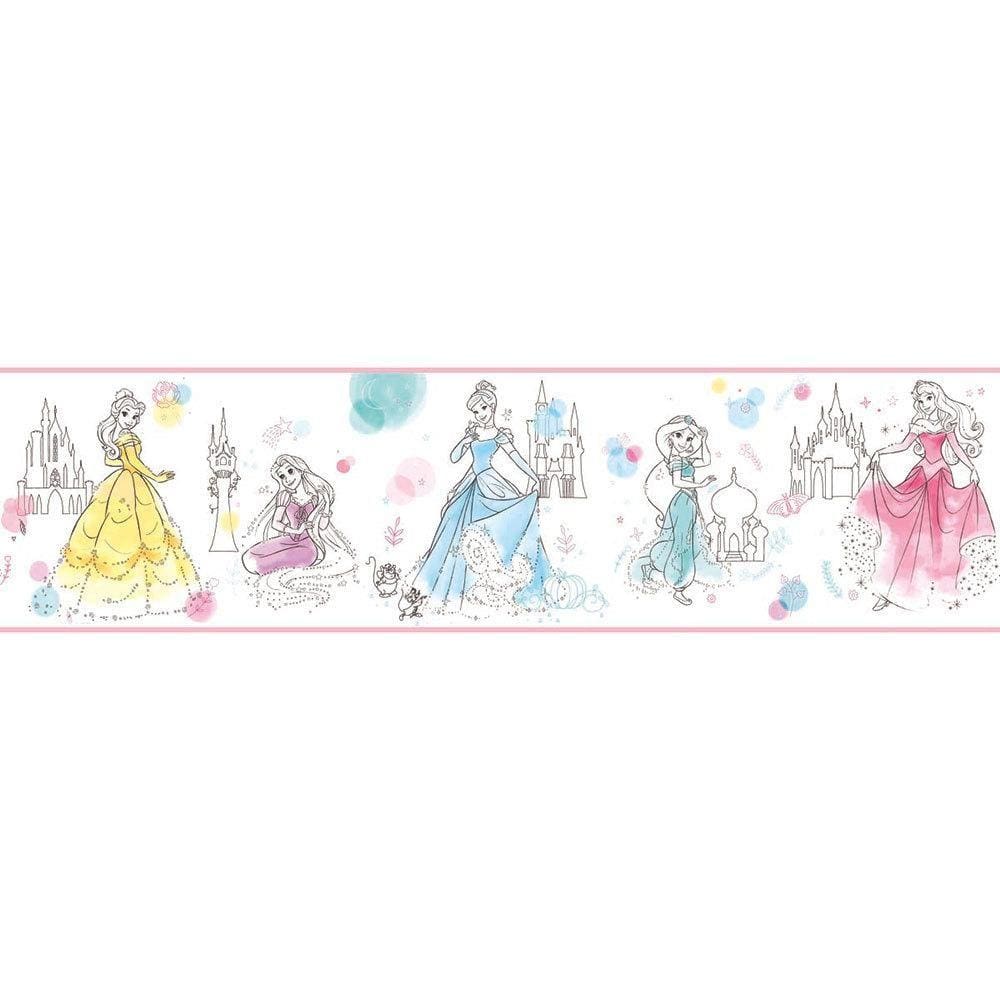 Faixa de Parede Princesas Branco e Colorido + Cola | 1021