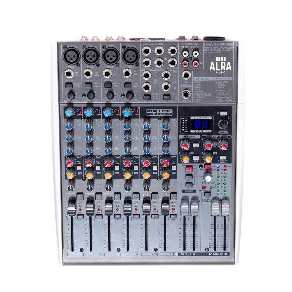 Mesa De Som Alra Music Mixer X1204 Usb 12 Canais Bivolt