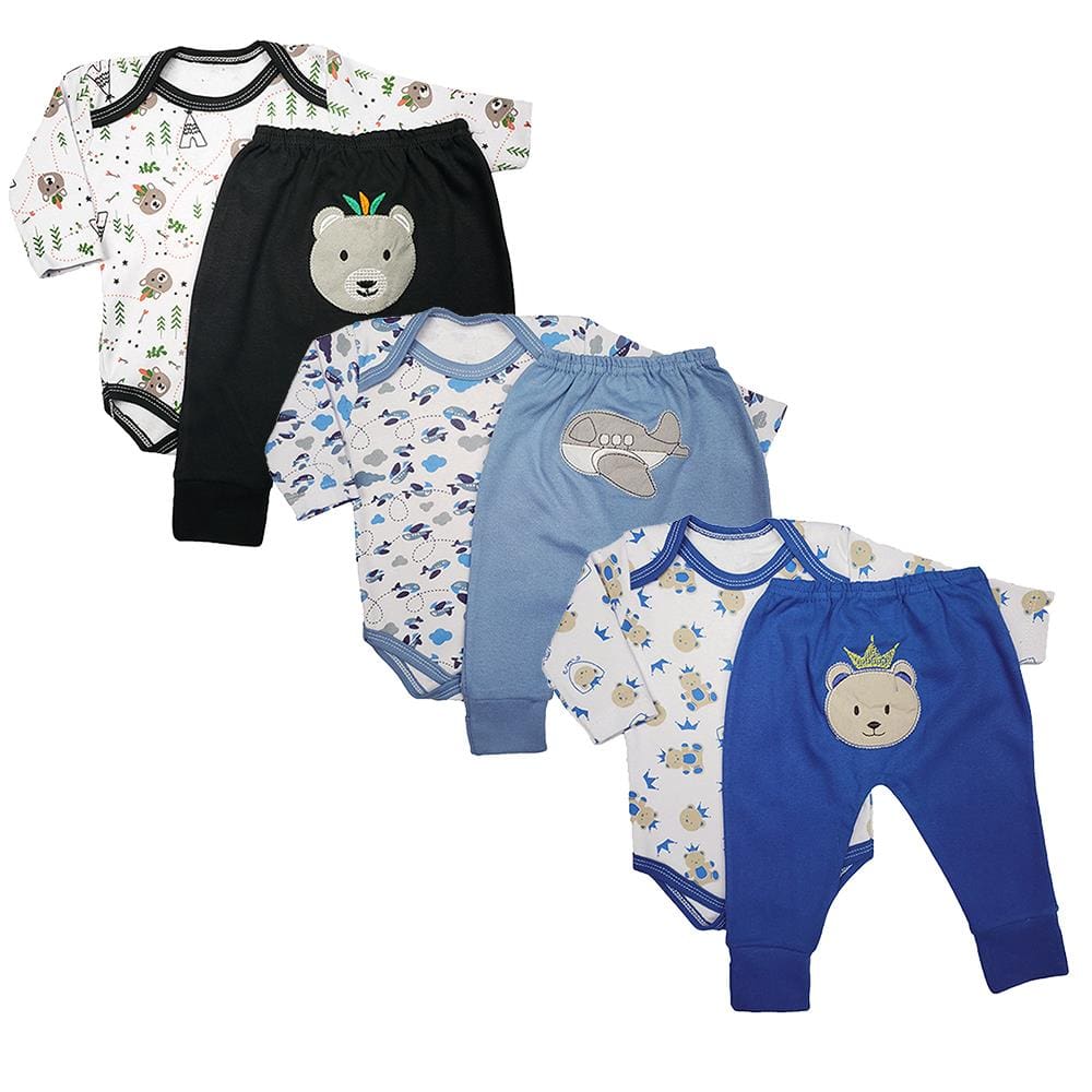 Kit 2 Peças Roupa Bebê Conjunto Body e Mijão Bumbum Bordado