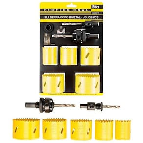 Kit Jogo De Serra Copo Bimetal 8 Peças Metal E Madeira
