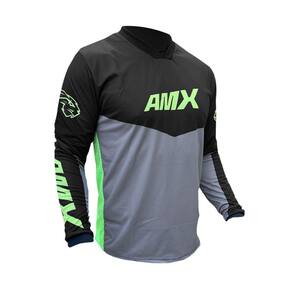 Camisa Amx Prime Cross Preto Neon Trilha Motocross