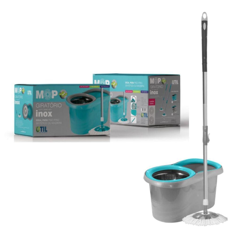 Mop Giratorio Cesto De Inox Com Balde Centrifugador 360°