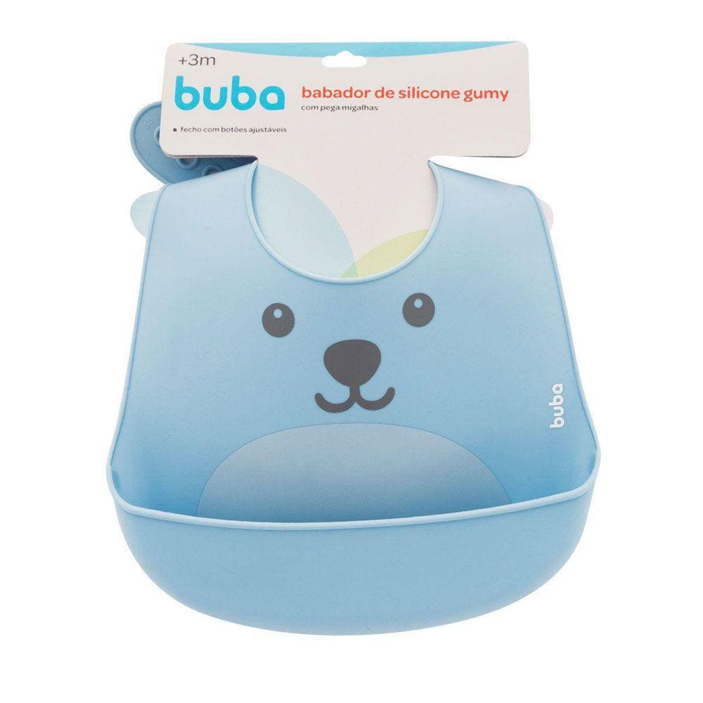 Babador de Silicone Com Pega Migalhas Gumy Azul - Buba 12092