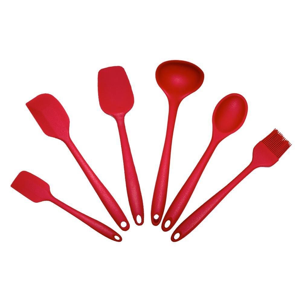 Jogo de Utensílios 6 peças em Silicone Vermelho