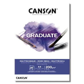 Bloco Graduate Mix Média A4 Canson 200G 20 Folhas Branco