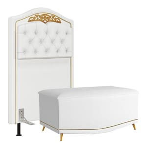 Cabeceira Cama Box Solteiro 90cm Com Calçadeira Baú Imperial J02 Corano Branco - Mpozenato