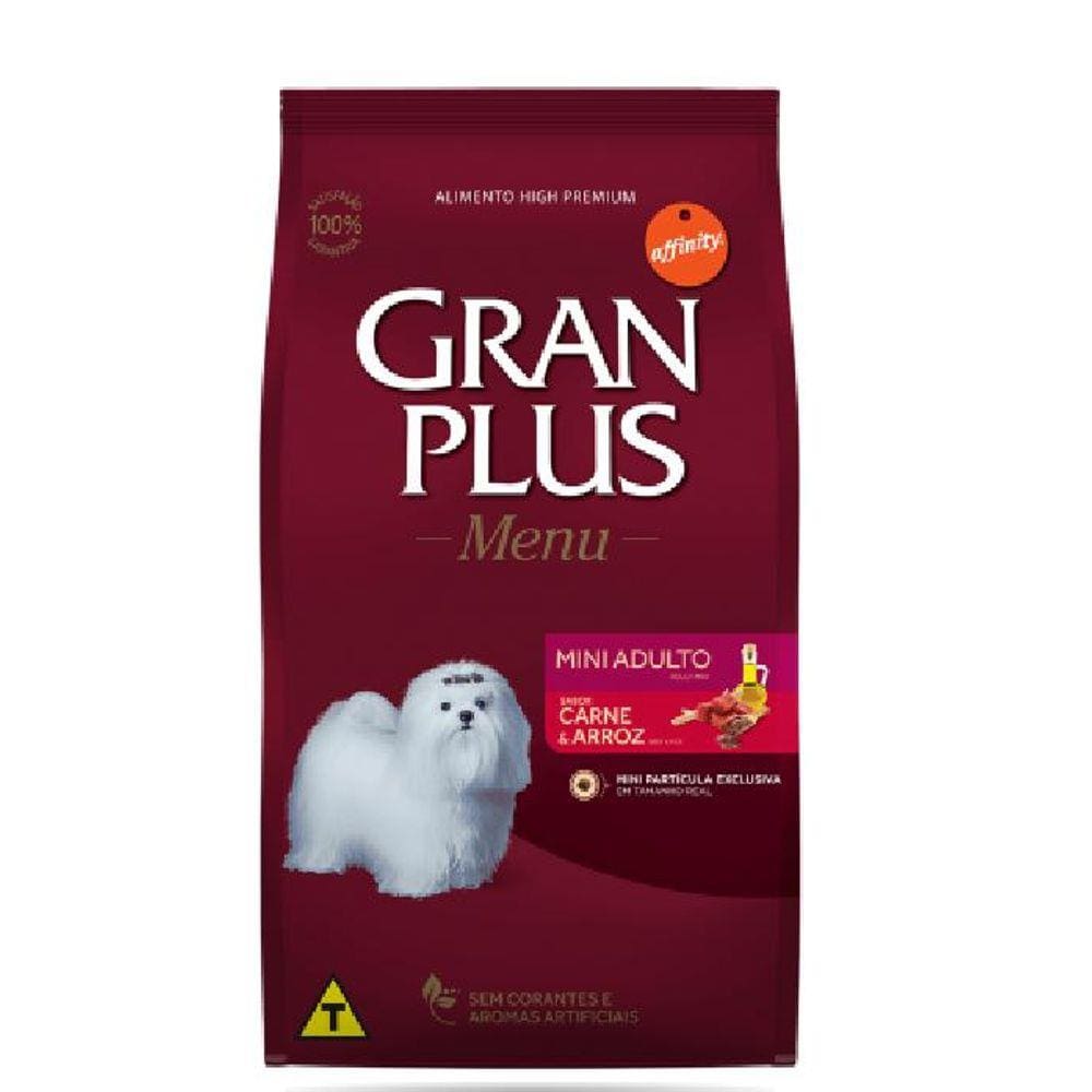 Raçao Gran Plus Adultos Raças Peq Mini Carne Arroz 15 Kg