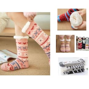 Meia Pantufa Inverno Feminino: Kit com 5 meias sortidas