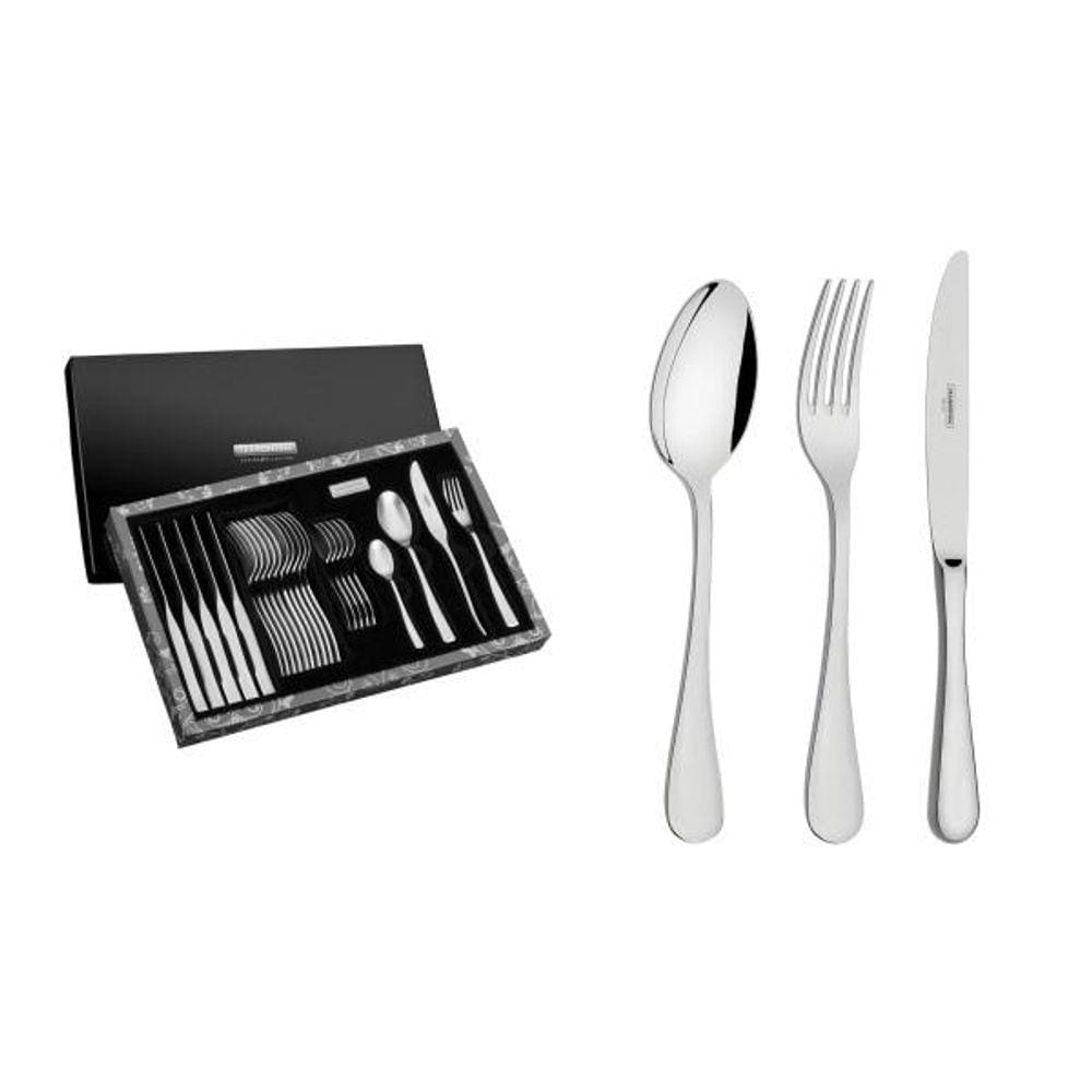 Faqueiro Tramontina Classic em Aço Inox com Facas de Mesa Forjadas Acabamento Brilho 24 Peças