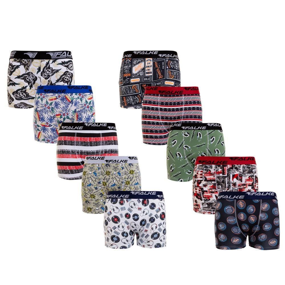 Cueca Box Estampadas Falke Microfibra Kit com 6 Masculino