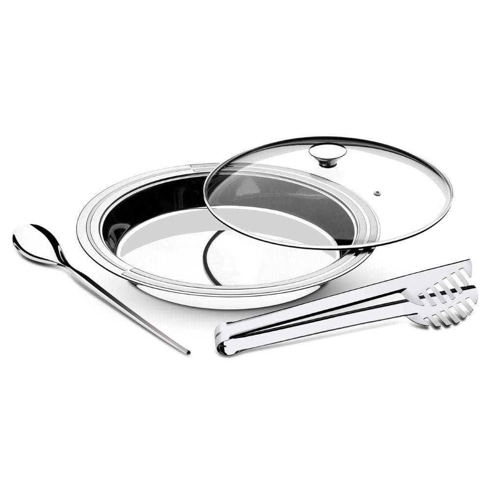 Kit para Servir Ciclo 3 Peças em Aço Inox com Tampa de Vidro Tramontina