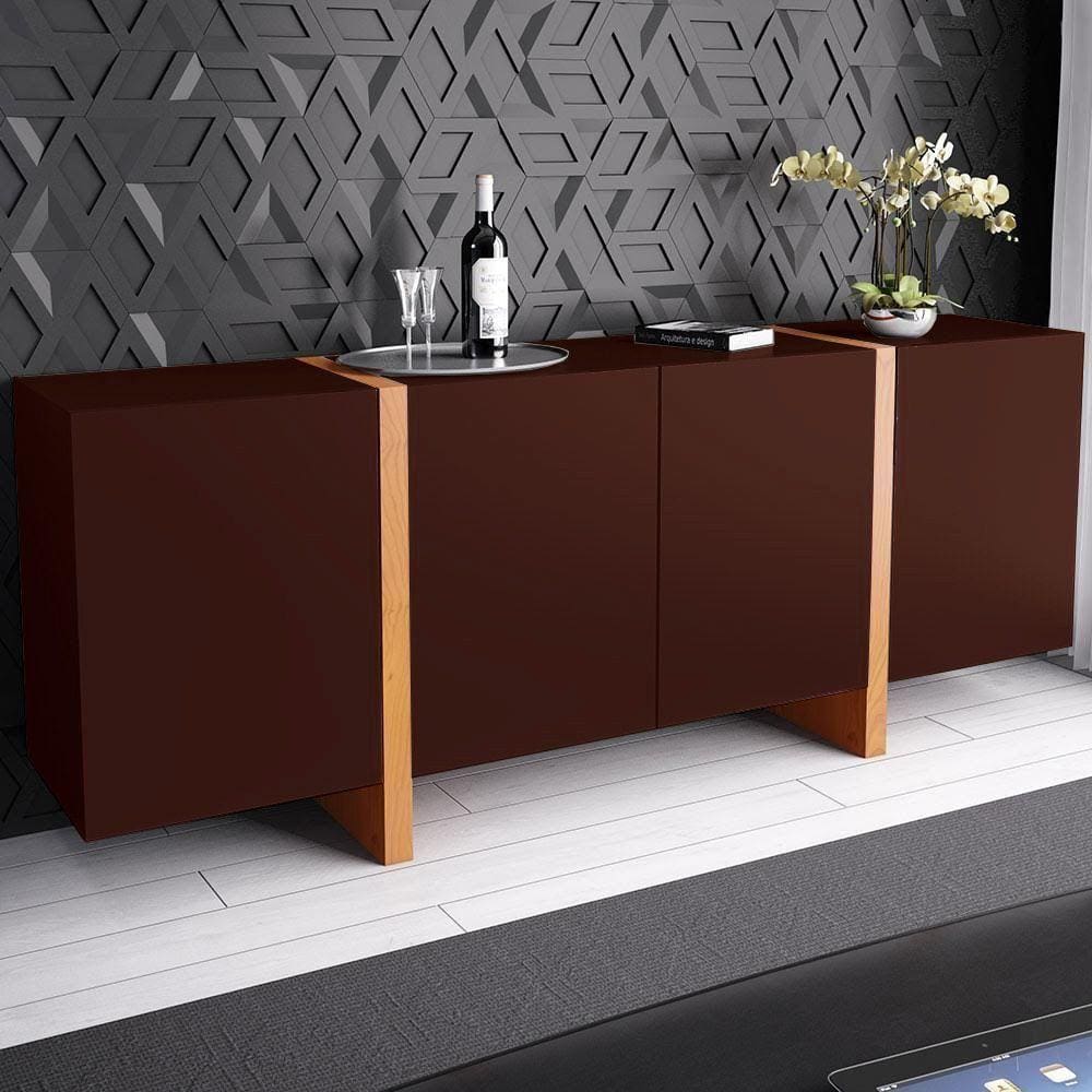 Buffet Barone 4 Portas 1 Gaveta Interna 180cm 6158 Tabaco