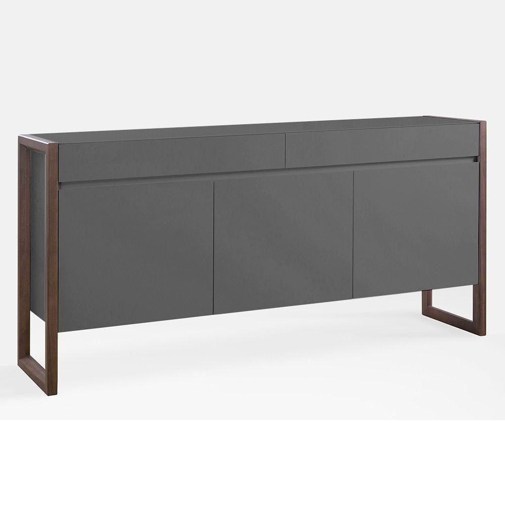 Buffet Quadro 3 Portas 2 Gavetas Largura 180cm Laca Grafite