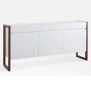Buffet Quadro 3 Portas 2 Gavetas Largura 130cm Laca Branca