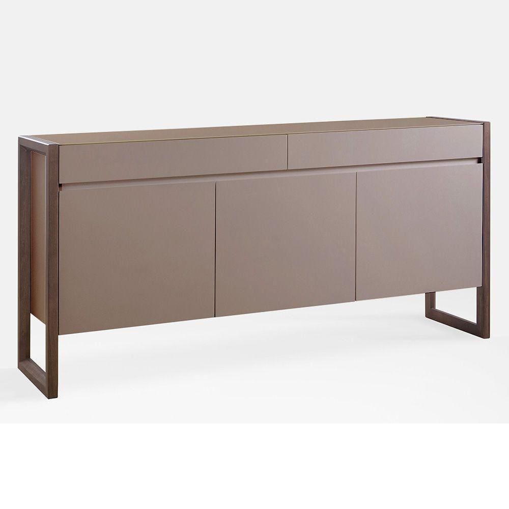 Buffet Quadro 3 Portas 2 Gavetas Largura 160cm Laca Avelã