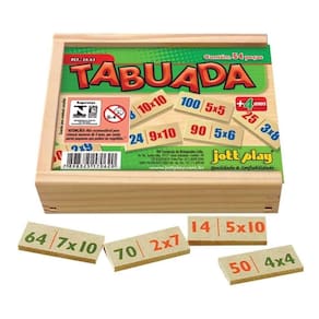 Jogo De Tabuada 54 Peças - Caixa Em Madeira