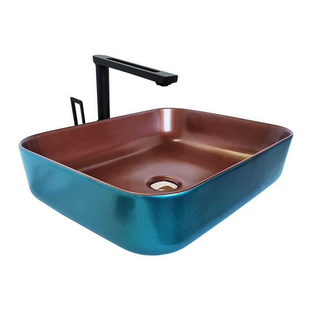 Cuba de Apoio Cerâmica Reno RC 40 verde e rose gold - Novidade