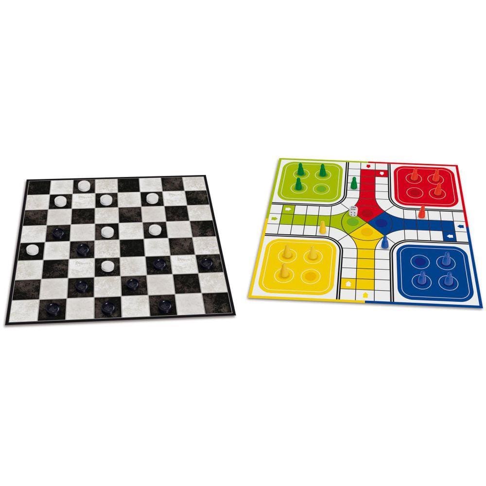 Jogo Dama em Madeira Nogueira e Recouro Café 31x3cm Goods BR