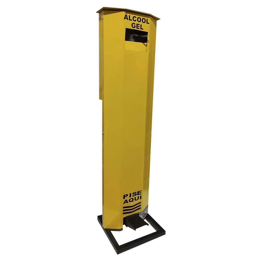 Totem Display para Álcool Gel com Dispenser Amarelo