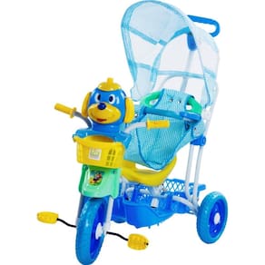 Triciclo Infantil Azul Com capota 2x1