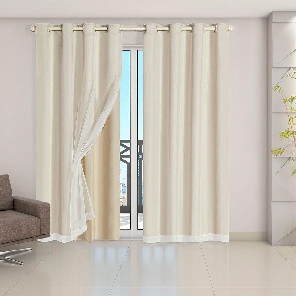 Cortina Blackout PVC com Tecido Voil 2,80 m x 2,30 m Bege