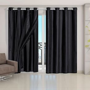 Cortina Blackout PVC com Tecido Voil 4,20 m x 2,50 m Preto