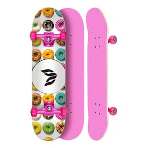 Skate Montado Profissional Cisco Feminino Dunuts - Truck/Roda/Lixa Rosa 8