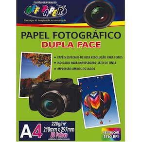 Papel Fotográfico A4 Off Paper 220G Dupla Face 20 Folhas