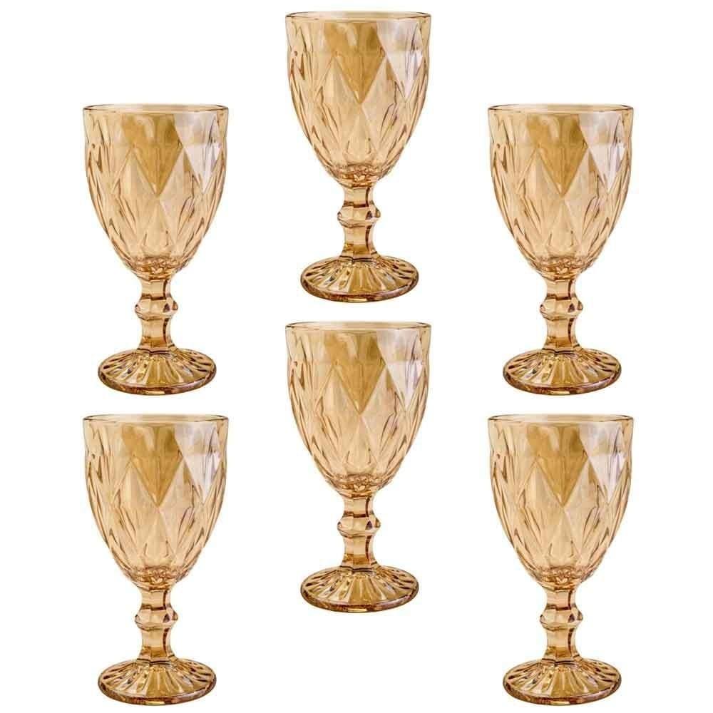 Taças de Vidro 325ml 6 peças Diamond Âmbar Metalizado - Lyor