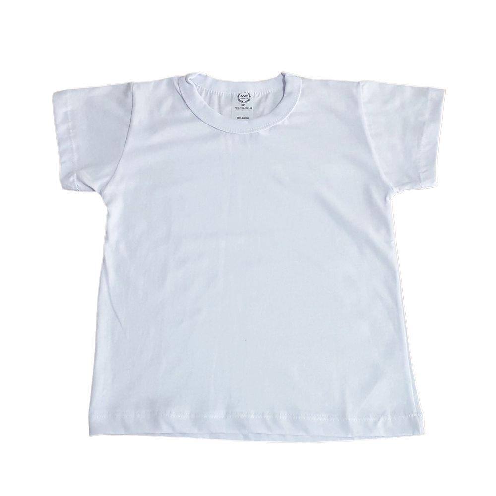 Camiseta Infantil Manga Curta 100% Algodão Branca Lisa 1 a 3 Anos