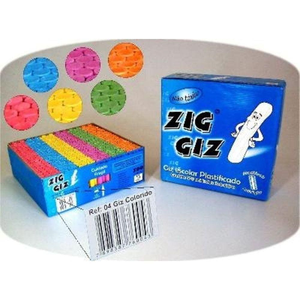 Giz Colorido Plastificado C/500 Un Antialérgico Zig Giz