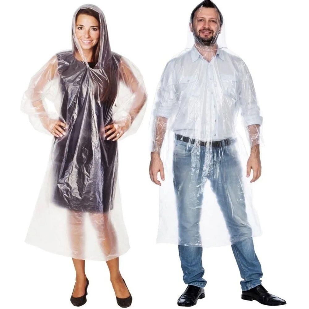 Capa De Chuva Descartável Transparente Unisex kit 300 Unidades