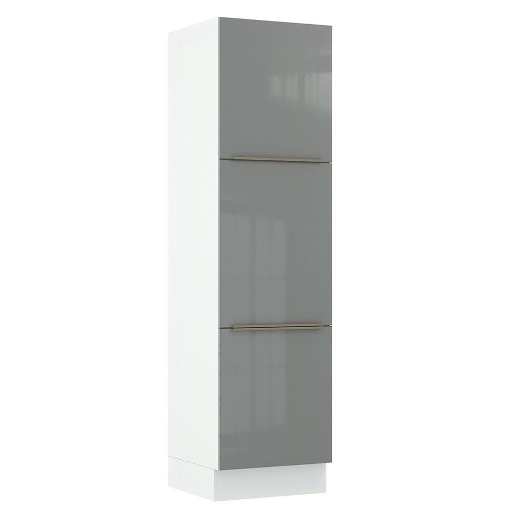 Paneleiro Madesa Lux 60 cm 3 Portas - Branco/Cinza