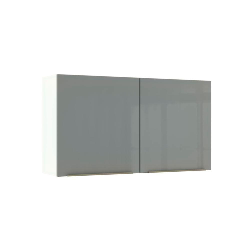 Armário Aéreo Madesa Lux 120 cm 2 Portas - Branco/Cinza