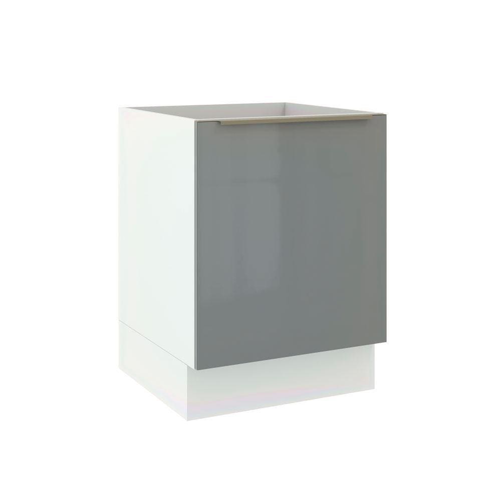 Balcão Madesa Lux 60 cm 1 Porta - Branco/Cinza
