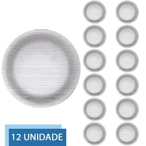 12 Pratos Redondos Fundo 22cm Diamante Refeição Transparente